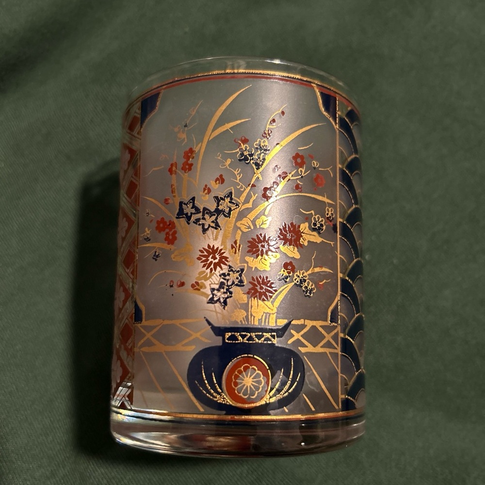 Vintage Culver Imari Double Old Fashioned/ Low Ball Glasses 22K Gold